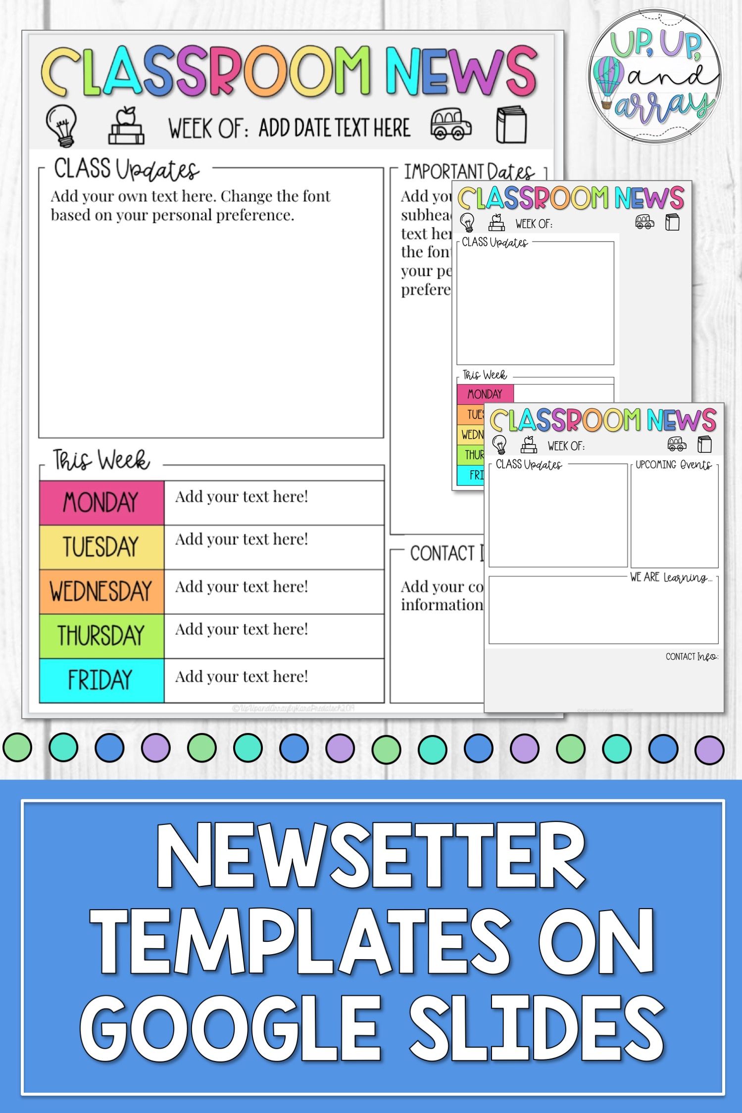 Weekly Newsletter Templates- Editable, Digital on Google Slides