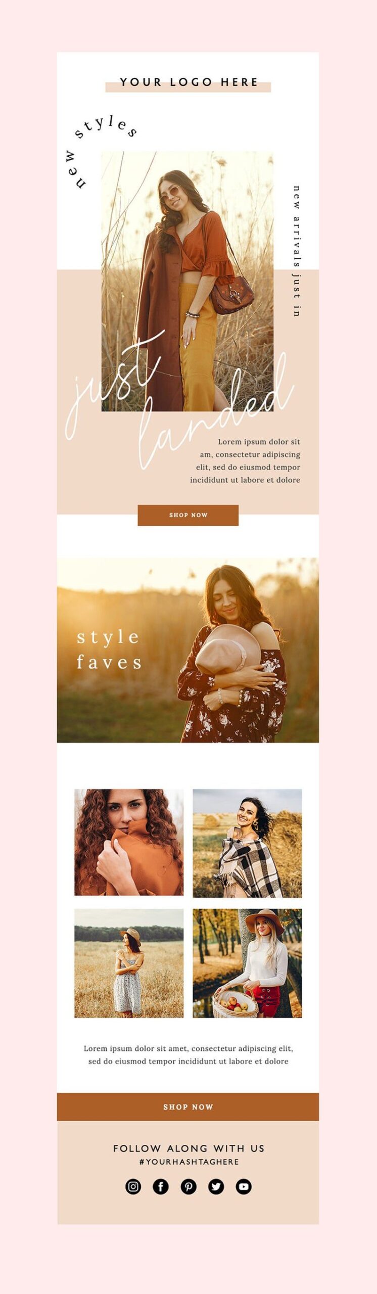 Boho Fashion Email Marketing Template, Fully Editable PSD or Canva Email Template, Boho Neutral Email Newsletter Template, Instant Download &ndash; Etsy