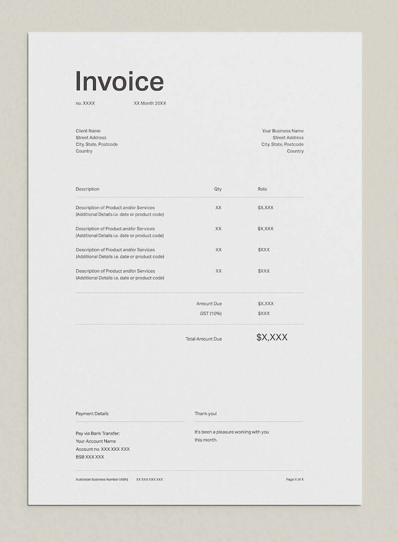 Stylish & Minimal Invoice Templates for Small Businesses | Free Download