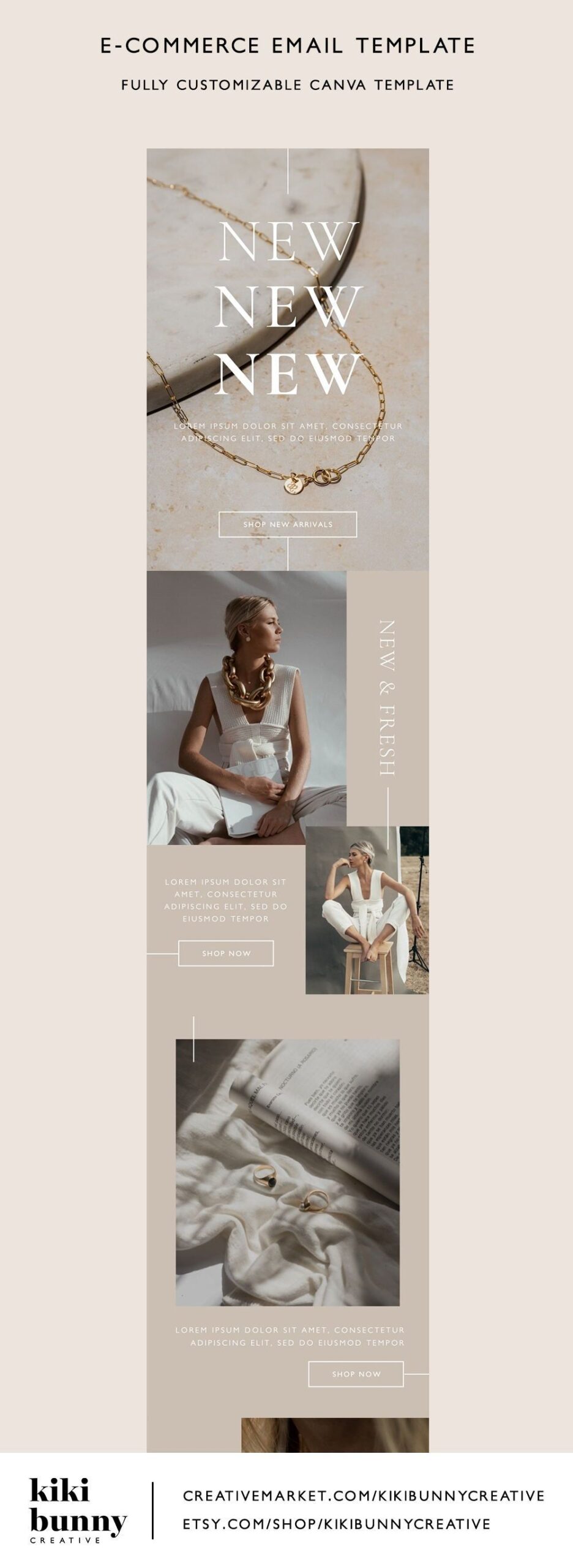 Minimalist Jewelry Email Template Modern Chic Email Marketing | crystaltcreative.com