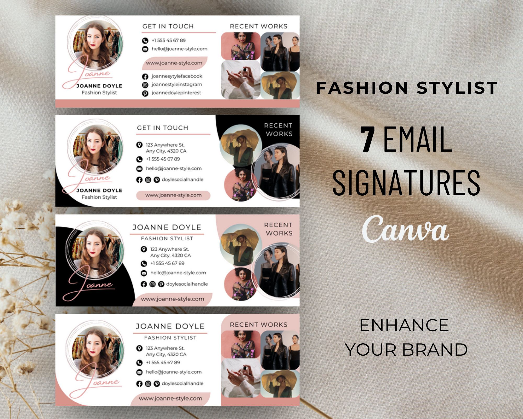 Email Signature Template Bundle | Fashion Design, Canva Editable