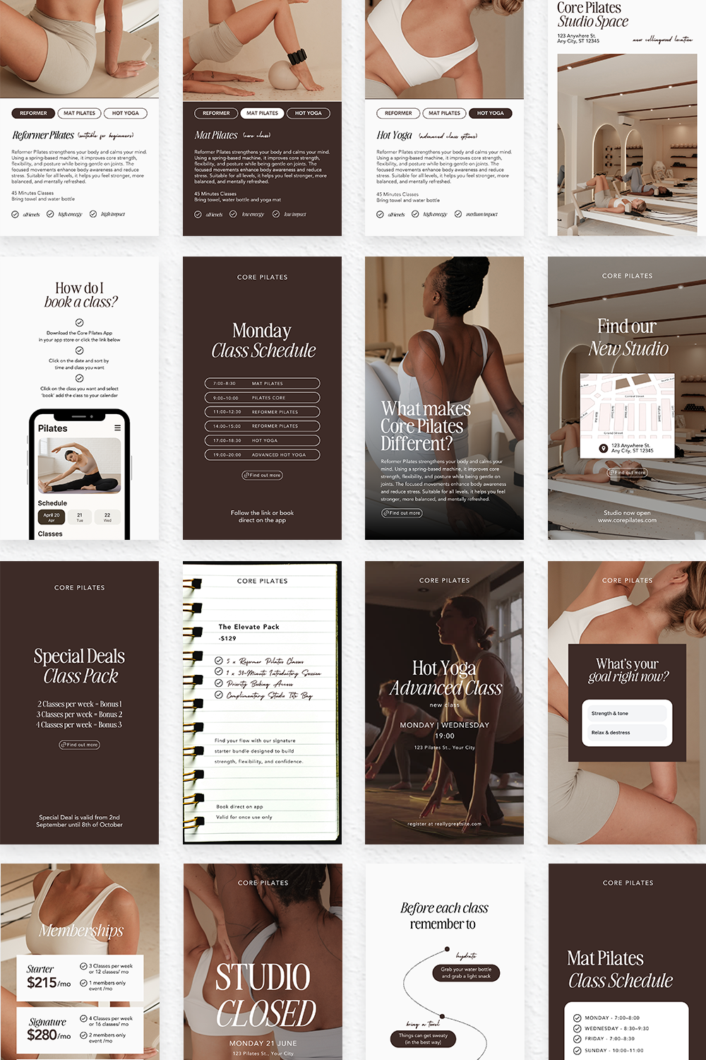 Pilates Instagram Story Templates – Editable in Canva