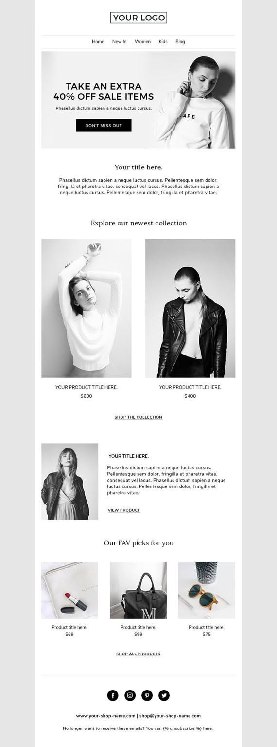 Catchy and clean free email templates HTML