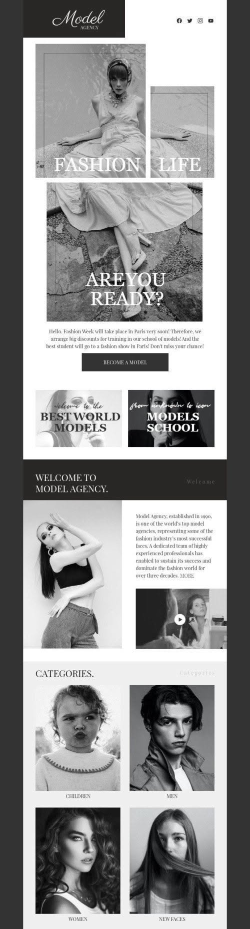 Fashion week Email Template «Model Agency» for Fashion industry