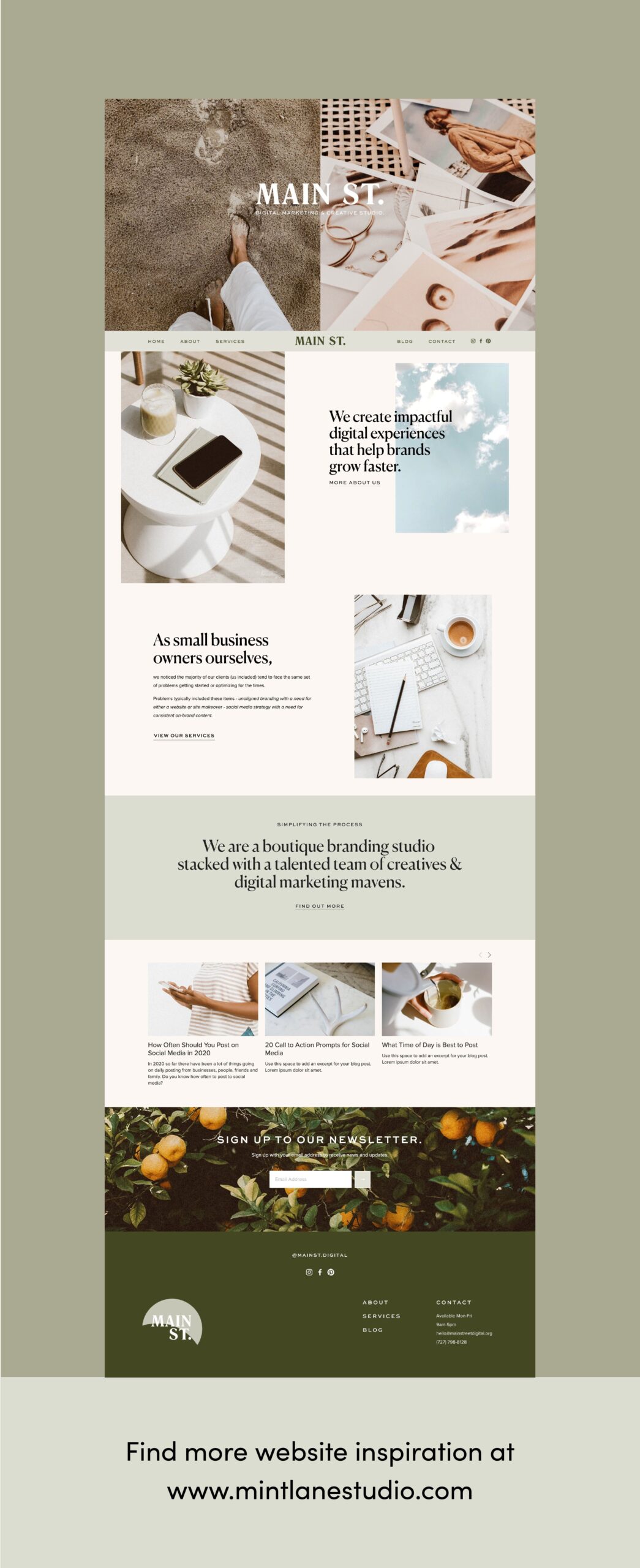 Modern and Neutral Main St. Digital Website Design by Mint Lane Studio