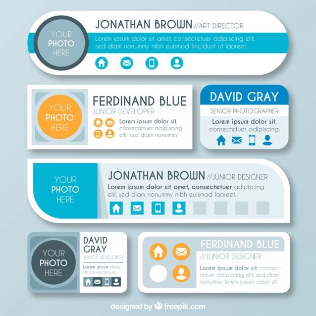 Email signature collection in flat style | Premium Vector