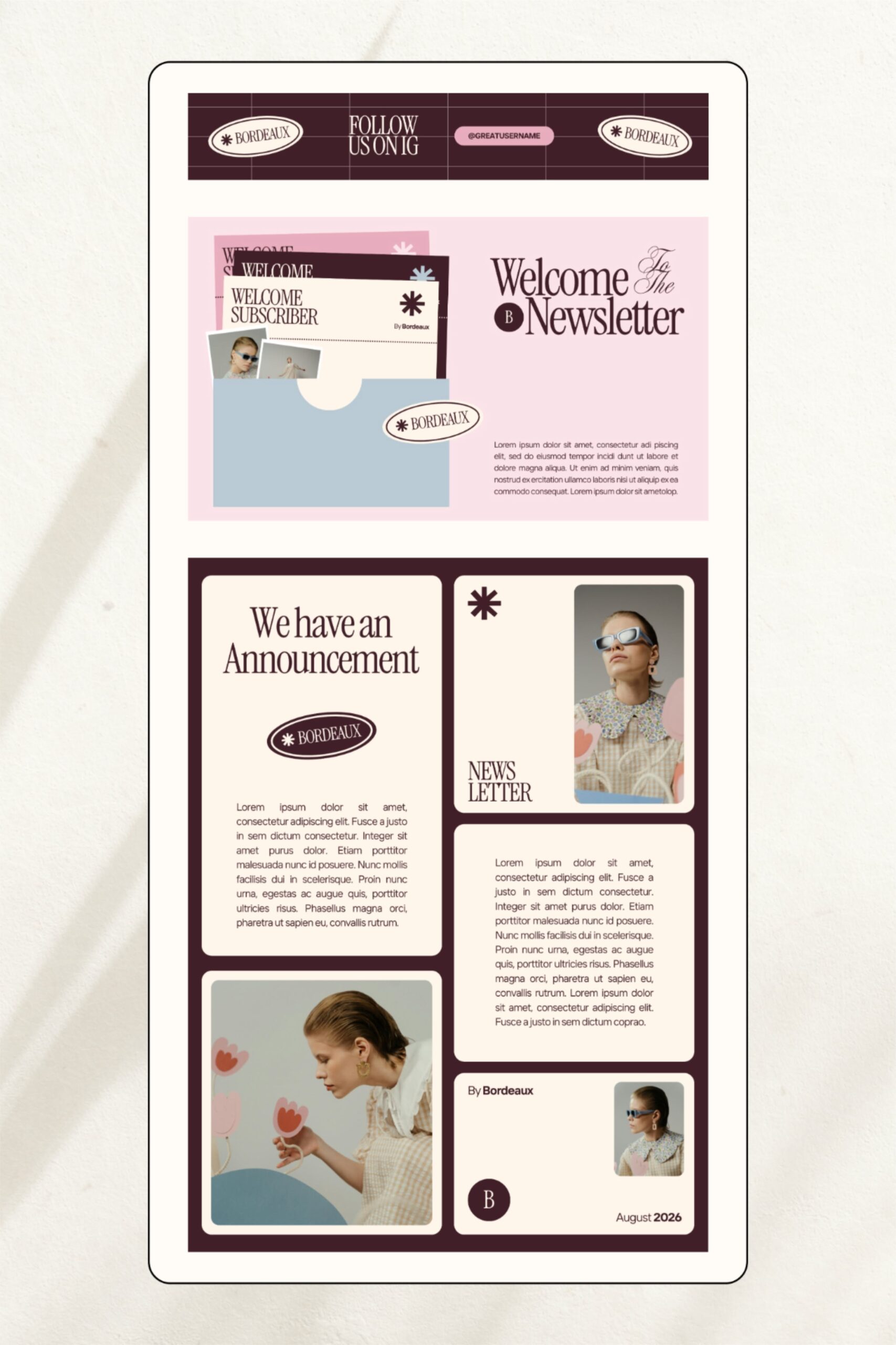 Email Marketing Template, Modern Newsletter Template, Mailing List Design, Canva
