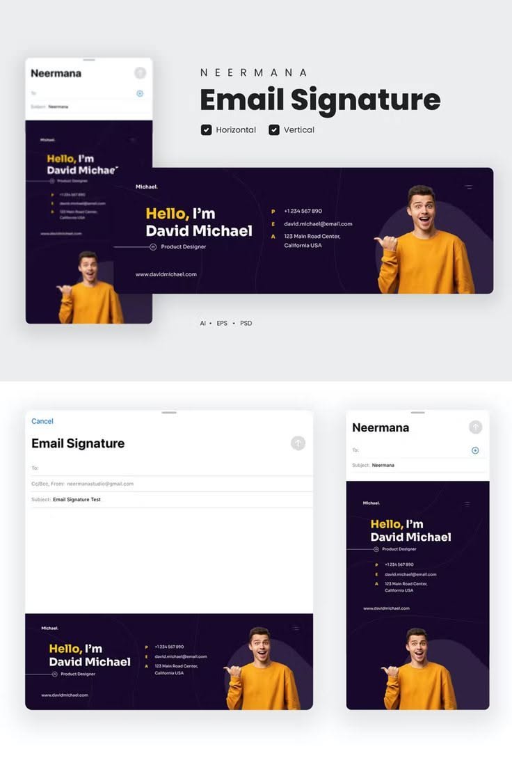 Email Signature Template AI, EPS, PSD