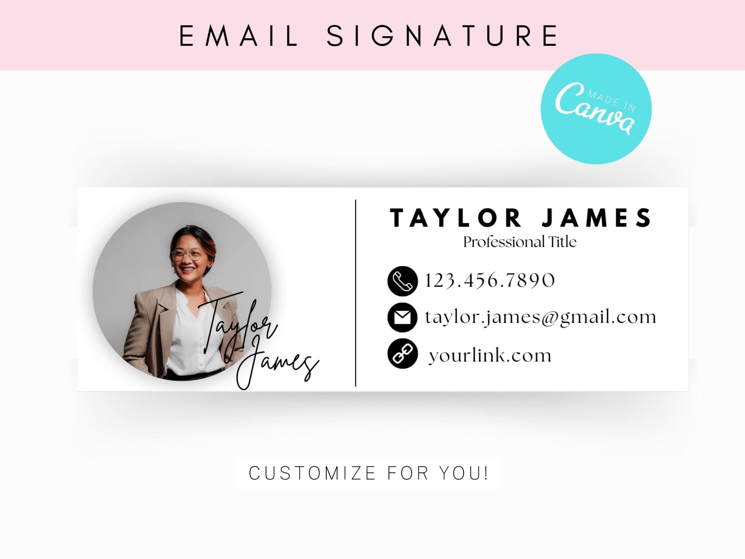 Outlook Email Signature Template, professional email signature, personal email signature, teacher signature, Instant download