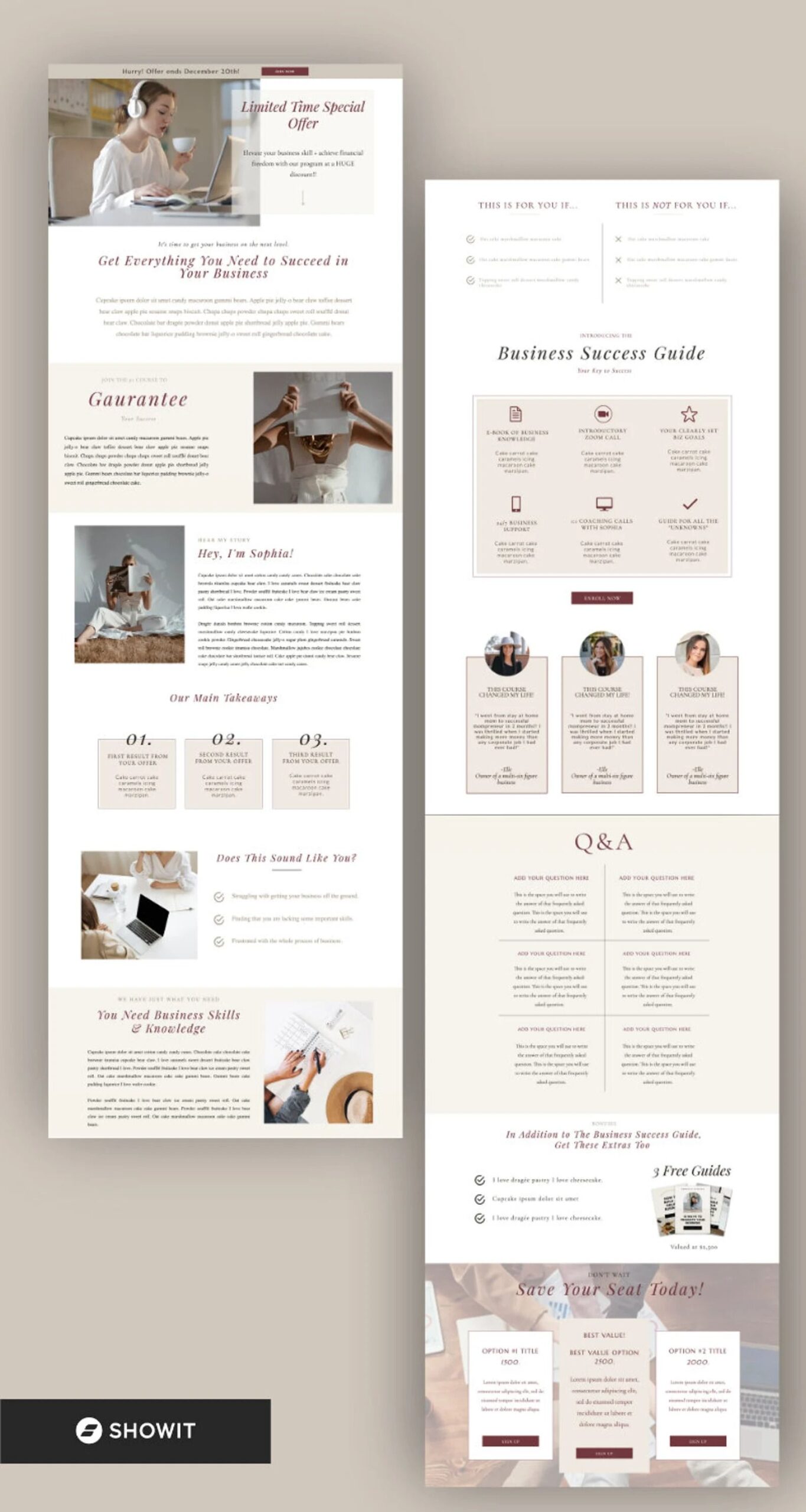 Showit Website Design Business Template Sales Page Conversion Focused Digital Storefront Modern Look Professional Website Marketing Template &ndash; Etsy