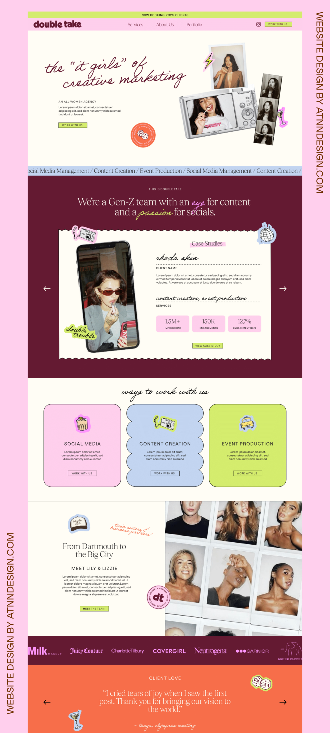 Website Design Layout for Double Take | Creative Marketing Agency | By ATNN Design