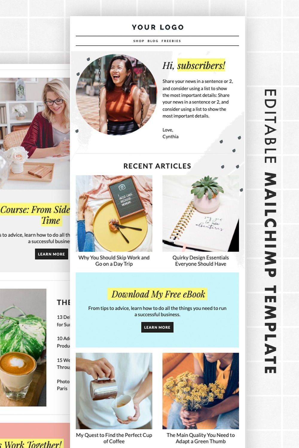 Editable Email Template, Mailchimp Email Template, Welcome Email, Newsletter Template
